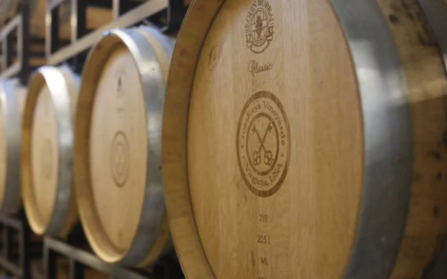 CrossKeys Vineyards wine barrels